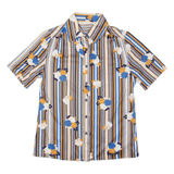 Floral Womens Shirt Beige Striped S