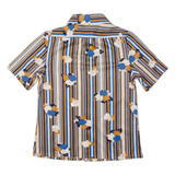 Floral Womens Shirt Beige Striped S