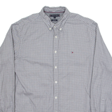 TOMMY HILFIGER Mens Shirt Grey Gingham Long Sleeve L