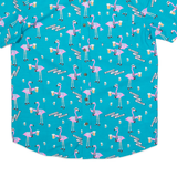 PARTY PANTS Mens Hawaiian Shirt Blue Crazy Pattern S