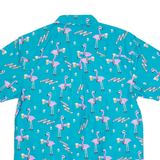 PARTY PANTS Mens Hawaiian Shirt Blue Crazy Pattern S