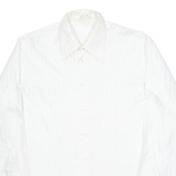 Mens Formal Shirt Cream Striped Long Sleeve L