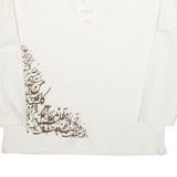 Tunic Mens Plain Shirt Cream Long Sleeve 2XL