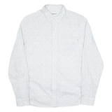 TIMBERLAND Slim Fit Mens Shirt White Crazy Pattern Long Sleeve M