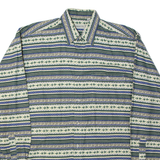 HAPPY LIFE Mens Shirt White Striped Long Sleeve M