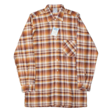 MARSUM Mens Shirt Orange Check Long Sleeve S