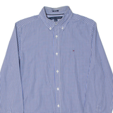 TOMMY HILFIGER Mens Shirt Blue Gingham Long Sleeve S