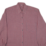 Mens Flannel Shirt Red Check Long Sleeve XL