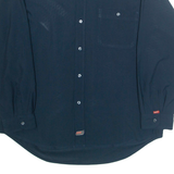 KICKERS Mens Plain Shirt Blue Long Sleeve L