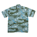 LOUNGE Mens Heavy Shirt Blue 90s Crazy Pattern 2XL