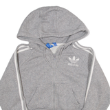 ADIDAS Womens Grey Hoodie Full Zip UK 10