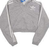 ADIDAS Womens Grey Hoodie Full Zip UK 10