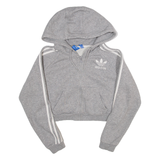 ADIDAS Womens Grey Hoodie Full Zip UK 10