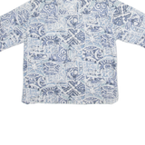 H.E.R Mens Shirt Blue Crazy Pattern L