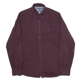 TOMMY HILFIGER New York Fit Mens Plain Shirt Maroon Long Sleeve M
