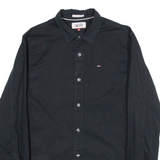 TOMMY HILFIGER Slim Fit Mens Plain Shirt Black Long Sleeve S
