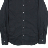 TOMMY HILFIGER Slim Fit Mens Plain Shirt Black Long Sleeve S