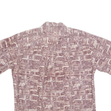 COOKE STREET Mens Hawaiian Shirt Brown Crazy Pattern L