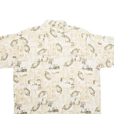 FELDINI Mens Hawaiian Shirt Beige Crazy Pattern L