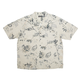 BARACUTA Mens Hawaiian Shirt Grey Floral L