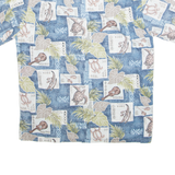ROYAL Mens Hawaiian Shirt Blue Crazy Pattern L