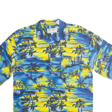 ALOHA JOE Mens Hawaiian Shirt Blue Crazy Pattern M