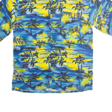 ALOHA JOE Mens Hawaiian Shirt Blue Crazy Pattern M
