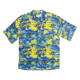 ALOHA JOE Mens Hawaiian Shirt Blue Crazy Pattern M