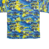 ALOHA JOE Mens Hawaiian Shirt Blue Crazy Pattern M