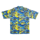 ALOHA JOE Mens Hawaiian Shirt Blue Crazy Pattern M