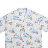 HO ALOHA Mens Hawaiian Shirt Blue Crazy Pattern M