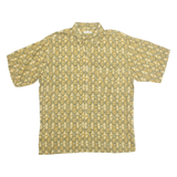 PIERRE CARDIN Mens Hawaiian Shirt Brown Diamond L
