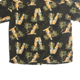 PURITAN Mens Hawaiian Shirt Black Crazy Pattern L