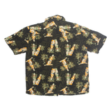 PURITAN Mens Hawaiian Shirt Black Crazy Pattern L