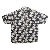 PIERRE CARDIN Mens Shirt Black Crazy Pattern XL