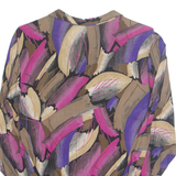 Womens Printed Blouse Purple Long Sleeve Crazy Pattern L