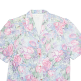 Womens Printed Blouse Pink V-Neck Floral XL