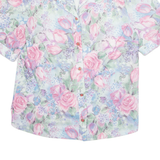 Womens Printed Blouse Pink V-Neck Floral XL