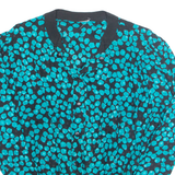 Womens Printed Blouse Blue V-Neck Long Sleeve Spotted XL