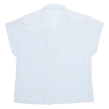 Sheer Womens Blouse Blue V-Neck L