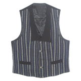 Womens Printed Waistcoat Black V-Neck Sleeveless Striped L