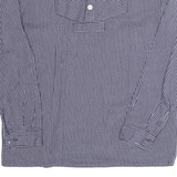 WILKHAHN Womens Printed Top Blue Button Neck Long Sleeve Striped L