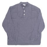 WILKHAHN Womens Printed Top Blue Button Neck Long Sleeve Striped L