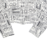 Womens Cropped Blouse Black Long Sleeve Crazy Pattern M