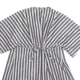 Womens Printed Top Silver V-Neck Striped S