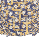 Womens Printed Blouse Blue Long Sleeve Crazy Pattern UK 10