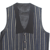 Womens Printed Waistcoat Black V-Neck Sleeveless Striped XL
