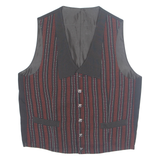 Womens Printed Waistcoat Black V-Neck Sleeveless Striped XL