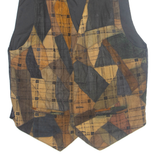 Womens Printed Waistcoat Brown V-Neck Sleeveless Crazy Pattern XL