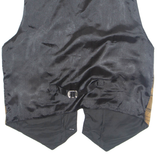 Womens Printed Waistcoat Brown V-Neck Sleeveless Crazy Pattern XL